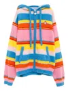 Casablanca Multicolor Fluffy Stripe Oversized Hoodie In Blau