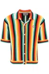 CASABLANCA STRIPED KNIT BOWLING SHIRT WITH NINE WORDS