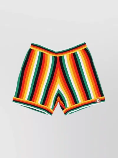 Casablanca Striped Knit Elastic Waistband Shorts In Multi