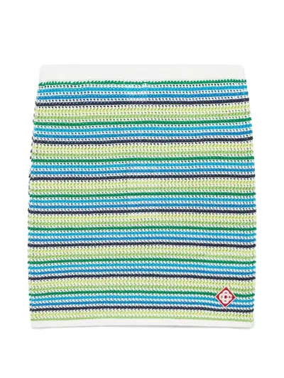 Casablanca Striped Logo Mini Skirt In Brown