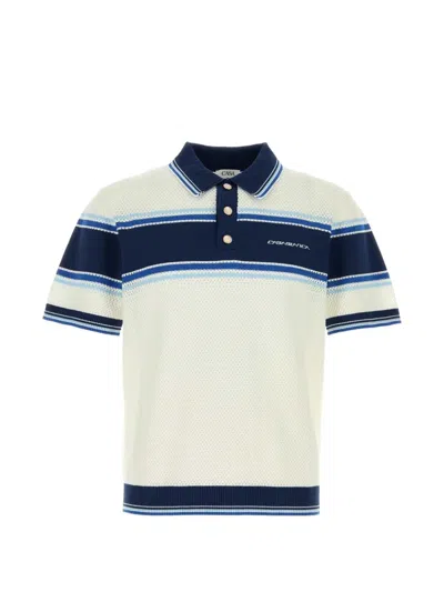 Casablanca Striped Mesh Polo Shirt In Multi