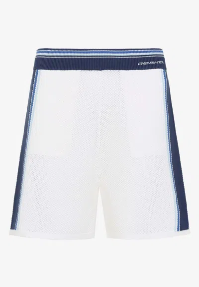Casablanca Striped Mesh Shorts In White