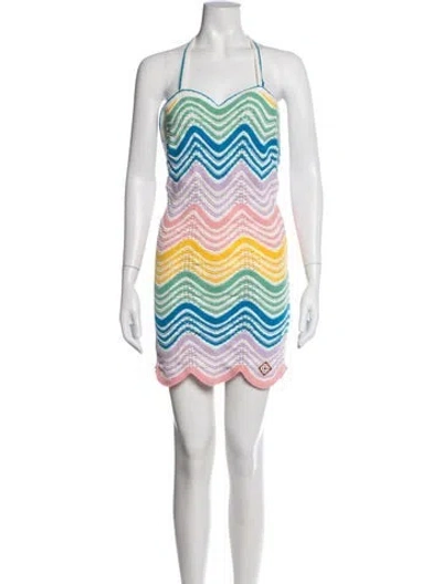 Pre-owned Casablanca Striped Mini Dress In Blue