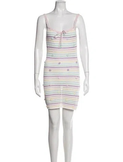 Pre-owned Casablanca Striped Mini Dress W/ Tags In White