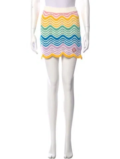 Pre-owned Casablanca Striped Mini Skirt W/ Tags In White