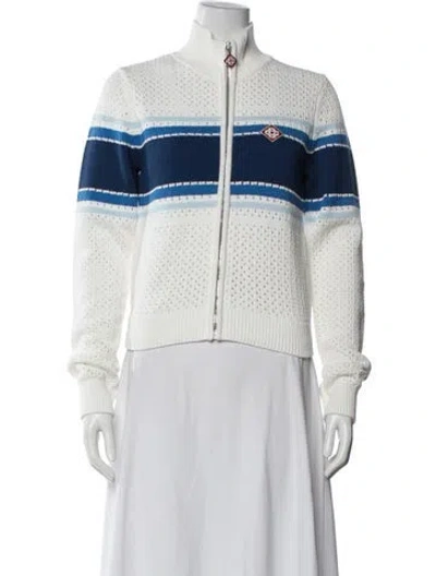 Pre-owned Casablanca Striped Mock Neck Sweater W/ Tags In White