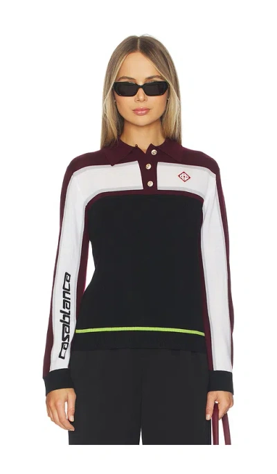 Casablanca Striped Oversized Polo Shirt In Multi