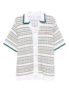 Casablanca Cotton Tuck Stitch Button-up Sweater In White