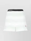 Casablanca Striped Pattern Elastic Waist Ruffle Hem Shorts In White