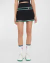 Casablanca Striped Pleated Mini Skirt In Black