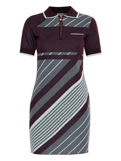 Casablanca Short Two-tone Striped Polo Dress In Multi