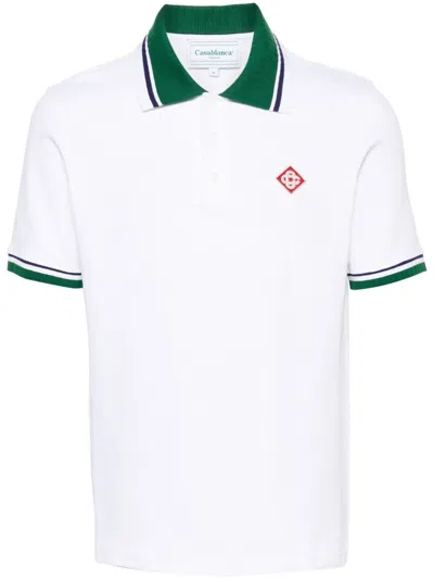 Casablanca Logo-patch Polo Shirt In White