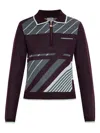 Casablanca Violet Geometric Pattern Sweater With Zip-up Collar In Multi
