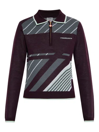 Casablanca Striped Polo Shirt In Multi