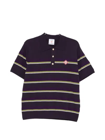 Casablanca Striped Polo Shirt In Multi
