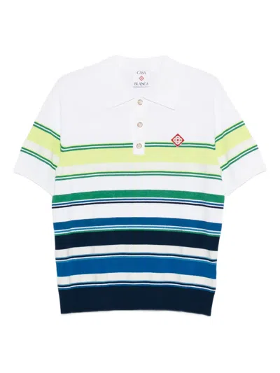 Casablanca Striped Polo Shirt In White