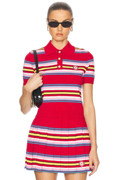 CASABLANCA STRIPED POLO TOP