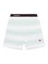 Casablanca Shirred Striped Elastic Waist Ruffle Shorts