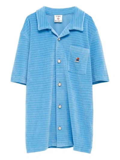Casablanca Striped Short-sleeve Shirt In Blue
