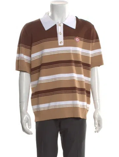 Pre-owned Casablanca Striped Short Sleeve Shirt W/ Tags In Brown