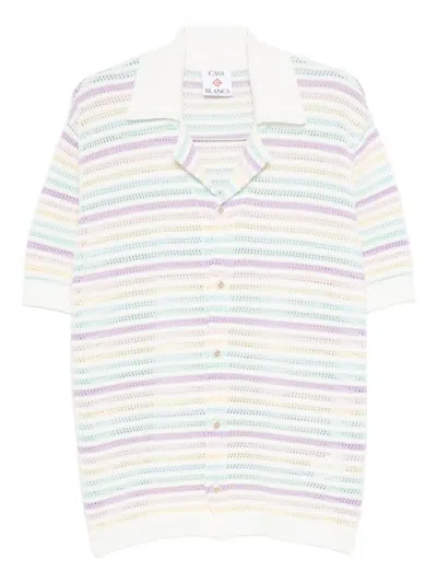 Casablanca Striped Short-sleeve Shirt In White