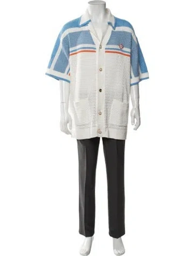 Pre-owned Casablanca Striped Short Sleeve Shirt In White