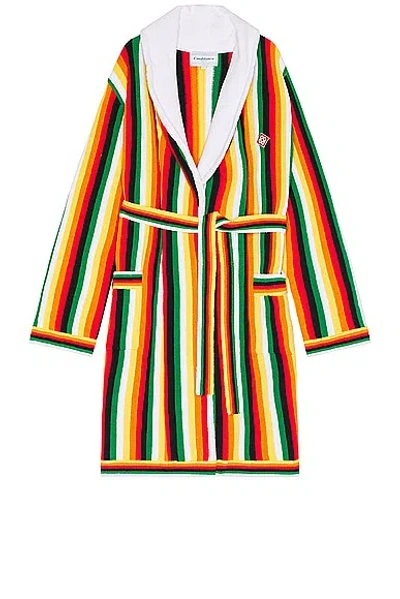 Casablanca Striped Towelling Dressing Gown In Multi