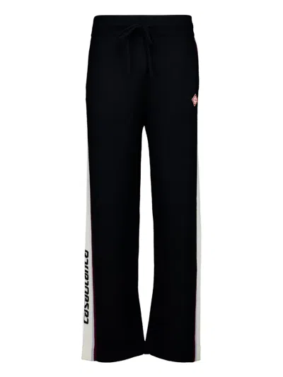 Casablanca Heart Monogram Velvet Track Pants In Black