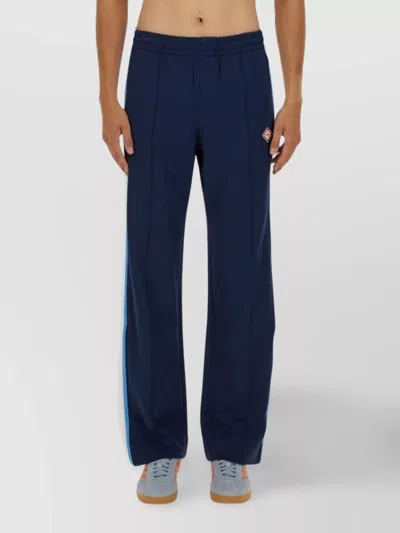 Casablanca Striped Trousers With Elastic Waistband And Pockets In Blue