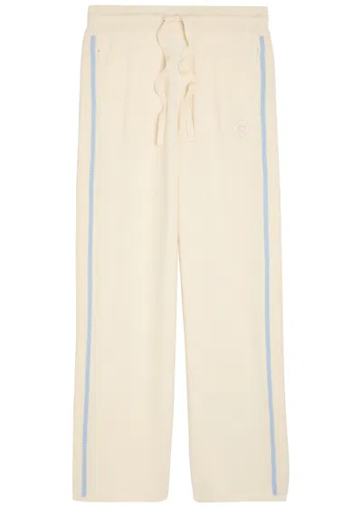 Casablanca Striped Wool And Cashmere-blend Sweatpants In Neutral