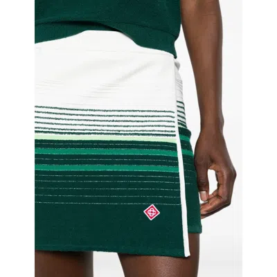 Casablanca Striped Wrap-front Mini Skirt In Green