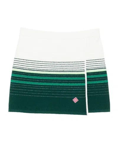 Casablanca Striped Wrap-front Mini Skirt In Multi