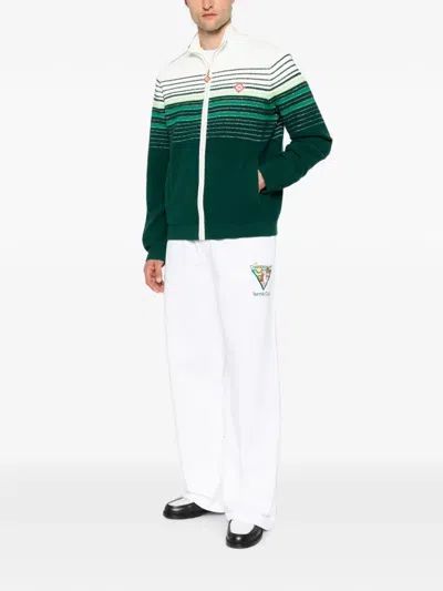 Casablanca Cotton Blend Sporty Jacket Front Zip In Green