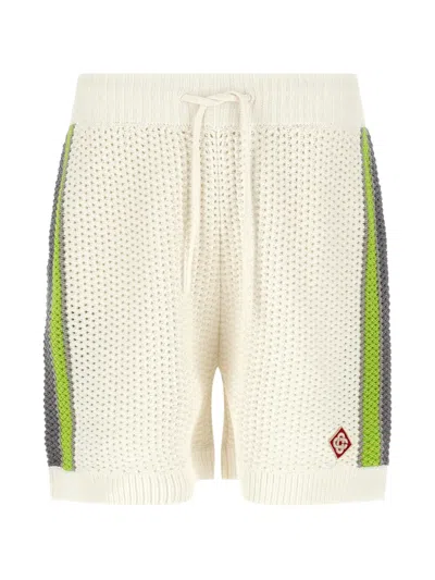 Casablanca Stripe Crochet Bermuda And Short Multicolor In White