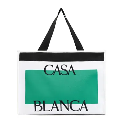 Casablanca Stylish Knit Shopper Handbag For Men In White