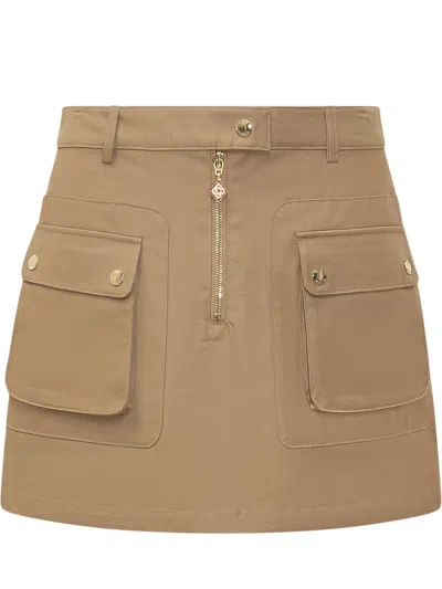Casablanca Stylish Mini Skirt With Front Zipper And Pocket In Neutral