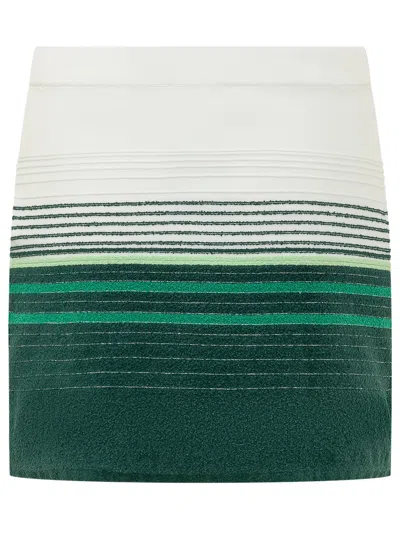 Casablanca Stylish Striped Mini Skirt In White/green