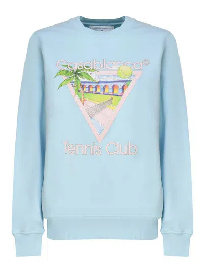 Casablanca Tennis Club Cotton Sweater In Blue