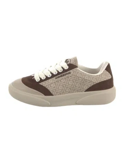 Pre-owned Casablanca Suede Graphic Print Sneakers In Neutrals