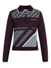 Casablanca Violet Geometric Pattern Sweater With Zip-up Collar In Purple