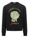 Casablanca Character Intarsia Wool Crewneck Sweater In Black