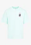 Casablanca Green T-shirt With Crewneck And Logo On The Front And Maxi Logo On The Back In Blue