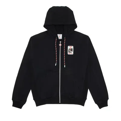 Pre-owned Casablanca Sunset Valley Rubber Patch Zip-through Hoodie 'black' | Men's Size M