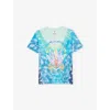 Casablanca Kids Graphic Printed Crewneck T-shirt In Blue