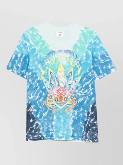 Casablanca Surf Lotus Graphic Tie Dye T Shirt In Blue