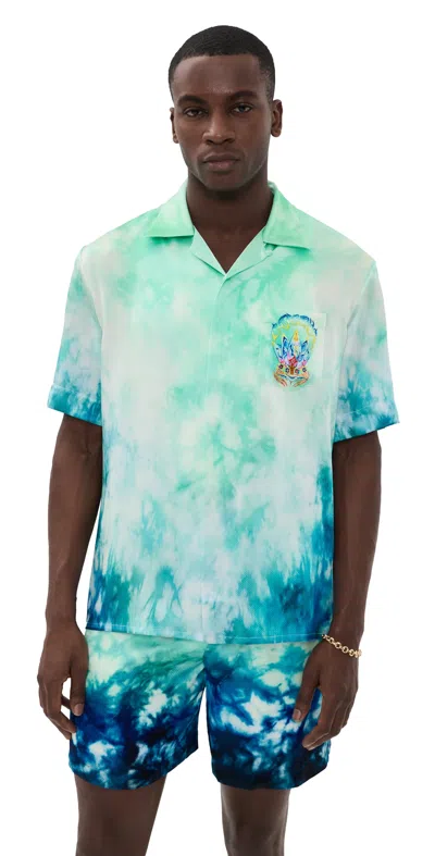 Casablanca Surf Lotus Short Sleeve Shirt Multi In Blue