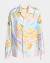 Casablanca Surf Print Long-sleeve Silk Blouse In Psychedelic Nir