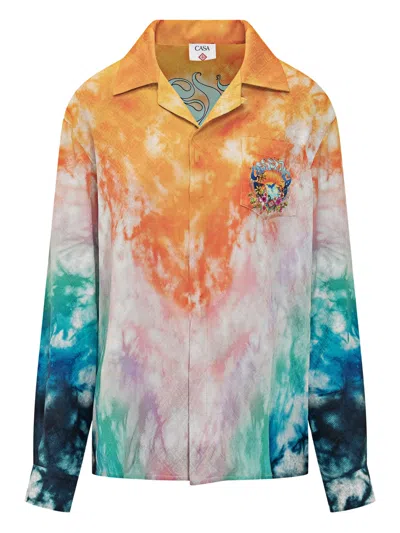 Casablanca Surf Trip Silk Tie Dye Shirt In Multi