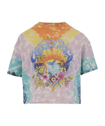 Casablanca Surf Trip Tie Dye Cropped T-shirt In Multi