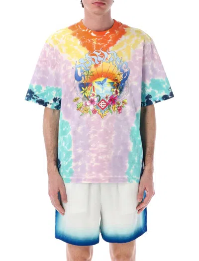 Casablanca Surf Trip Tie-dyed Logo-print Organic Cotton-jersey T-shirt In Pink